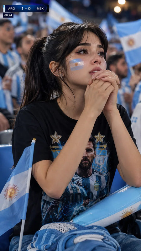 Albiceleste Glory Argentina Football Fan-Art Tee